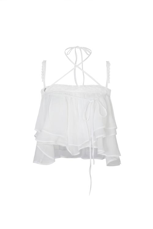 MERMAID FRILL TOP white