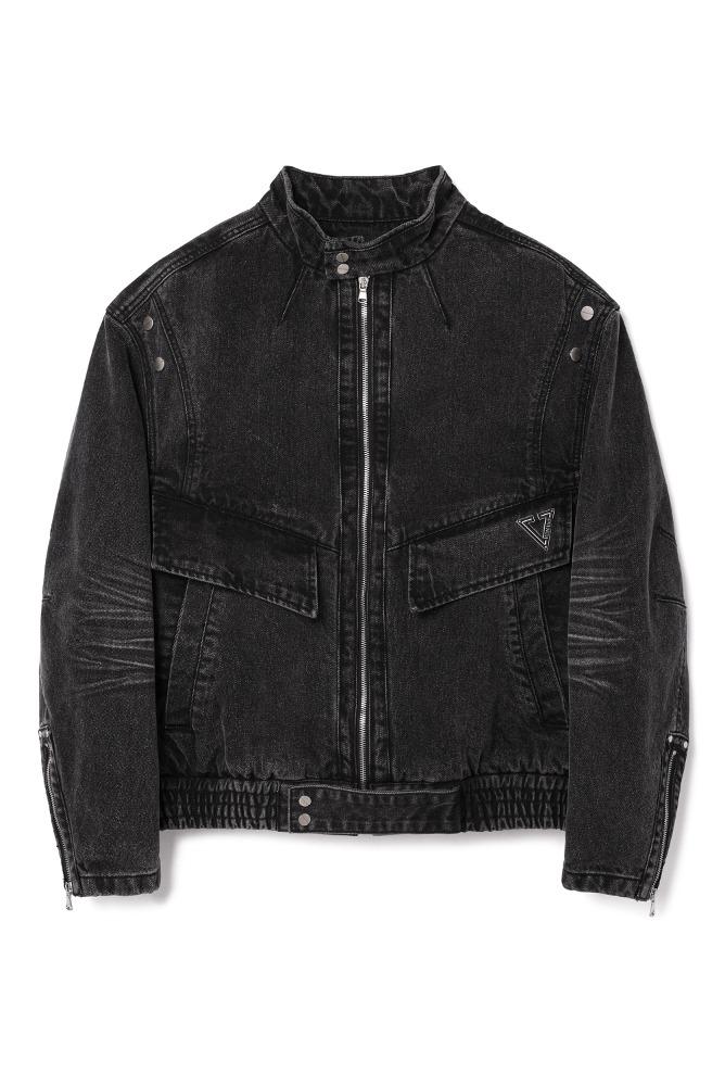 Denim Zip Biker Jacket