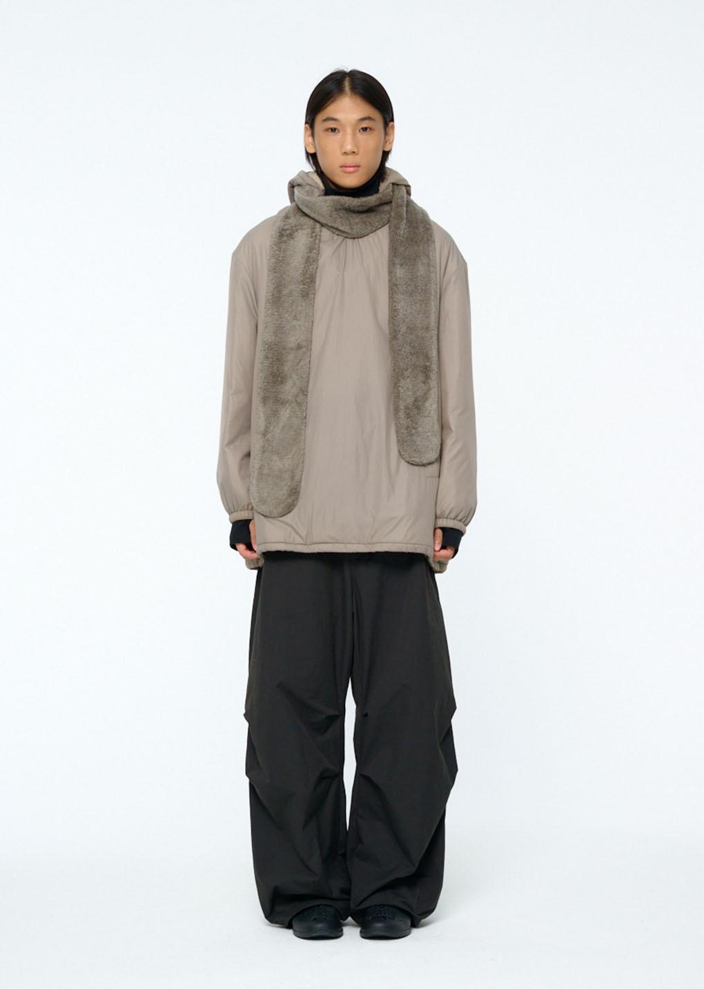 nylon reversible padded poncho, beige