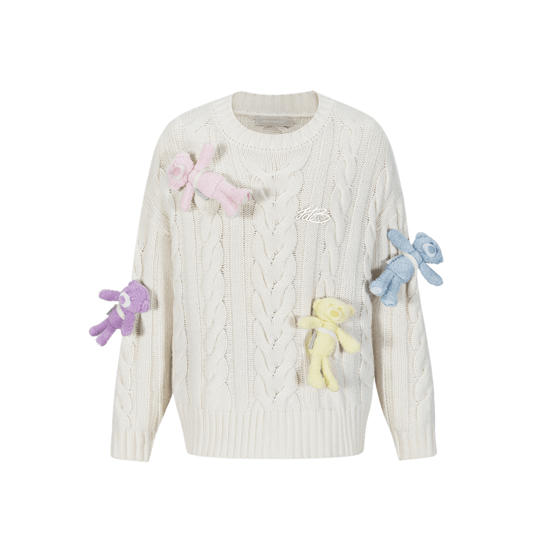 13DE MARZO Rainbow Bear Weave Sweater