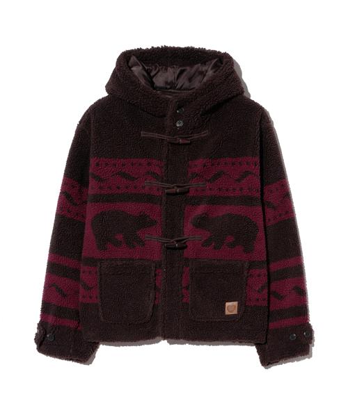 코위찬 보아 더플 숏 코트_와인