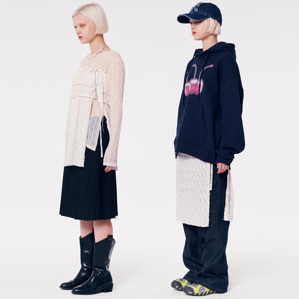 셔링 레이어드 탑 스커트 [아이보리] | 루앱