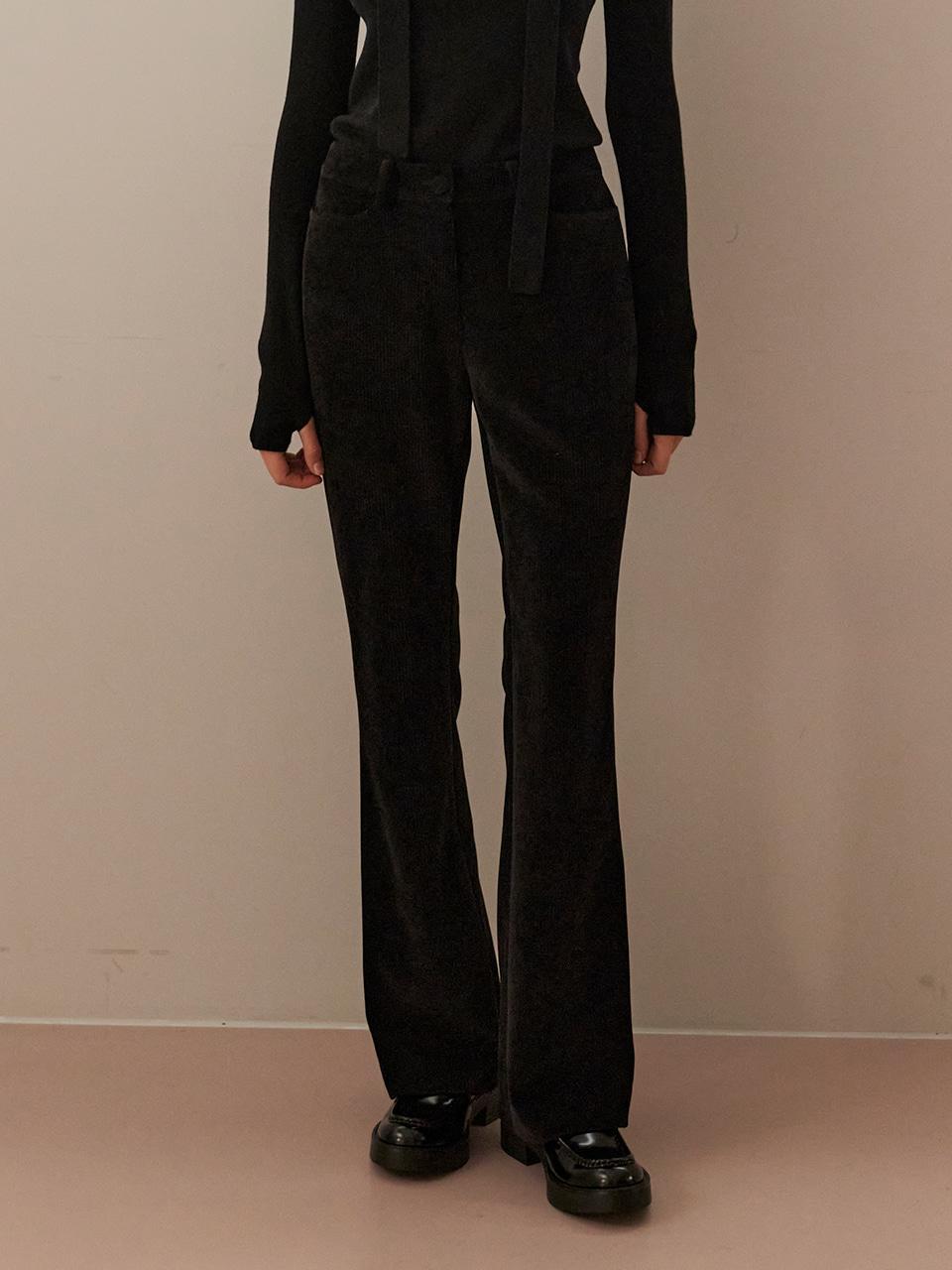 BOOTS-CUT VELVET PANTS_BLACK