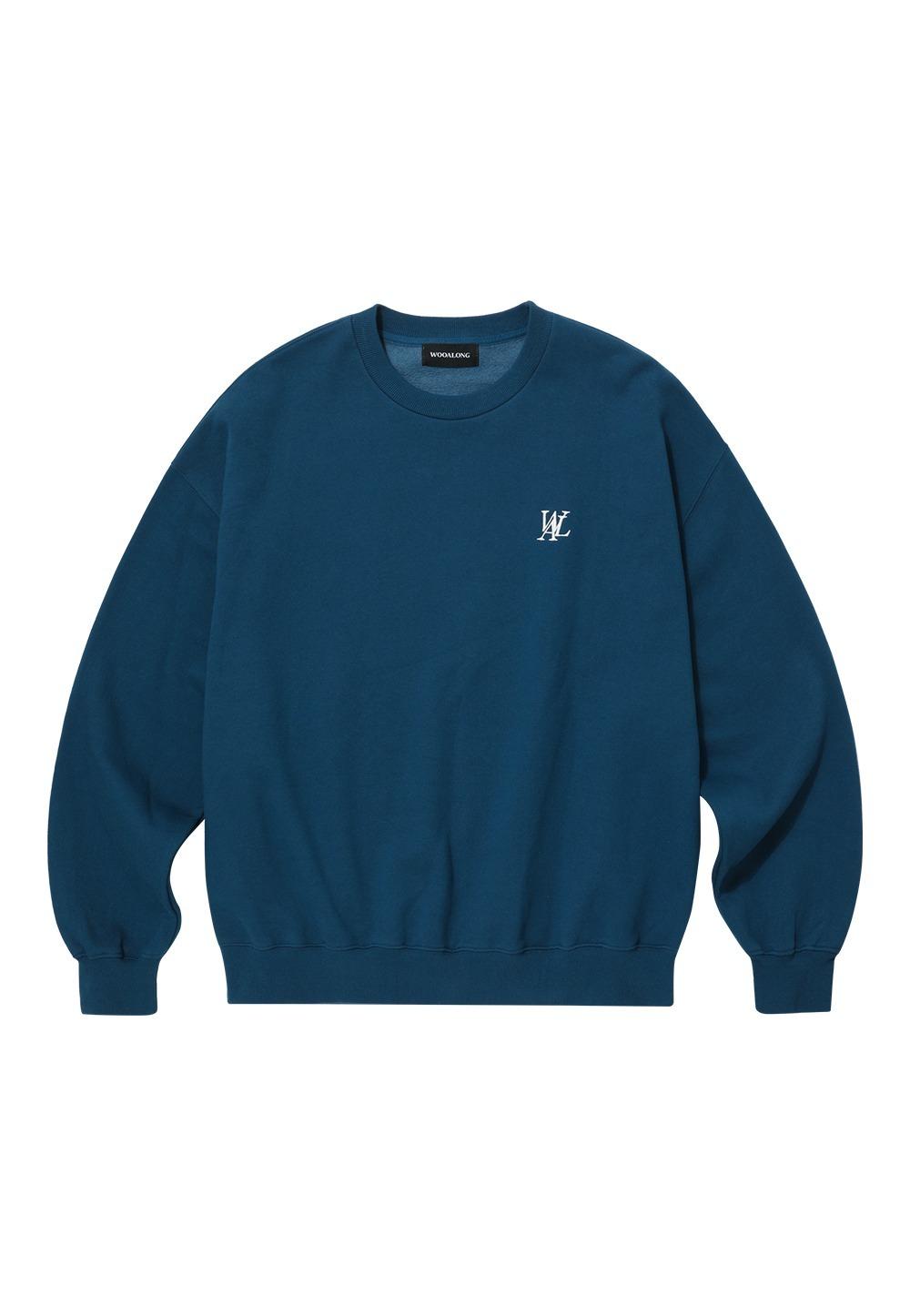 (기모)Signature basic sweatshirt - MID BLUE