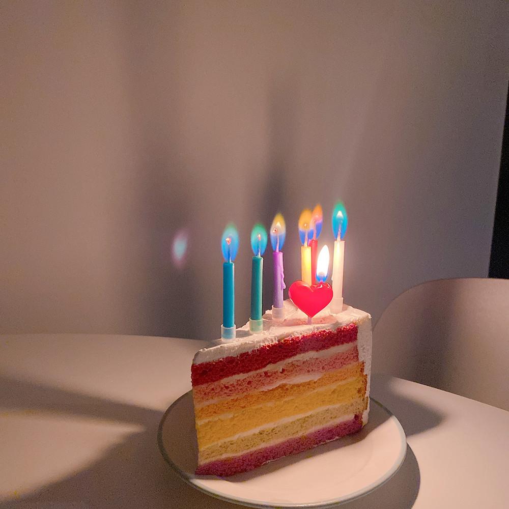무지개초 컬러 생일초 레인보우초 예쁜 케이크초 베이킹