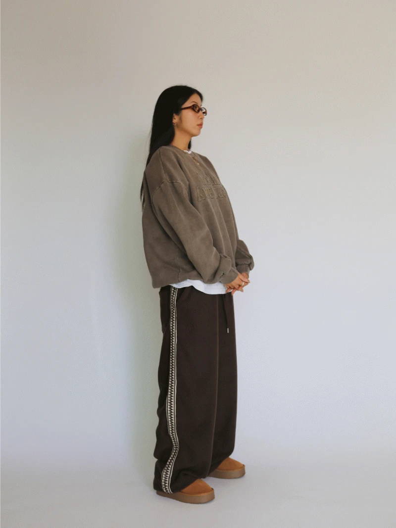 [UNISEX] 보헴 플리스 와이드 트레이닝 팬츠 (2 colors)