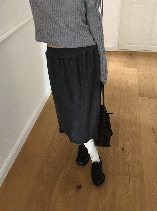 언더비 델로 프릴 롱 스커트 (2 color), 울 35%