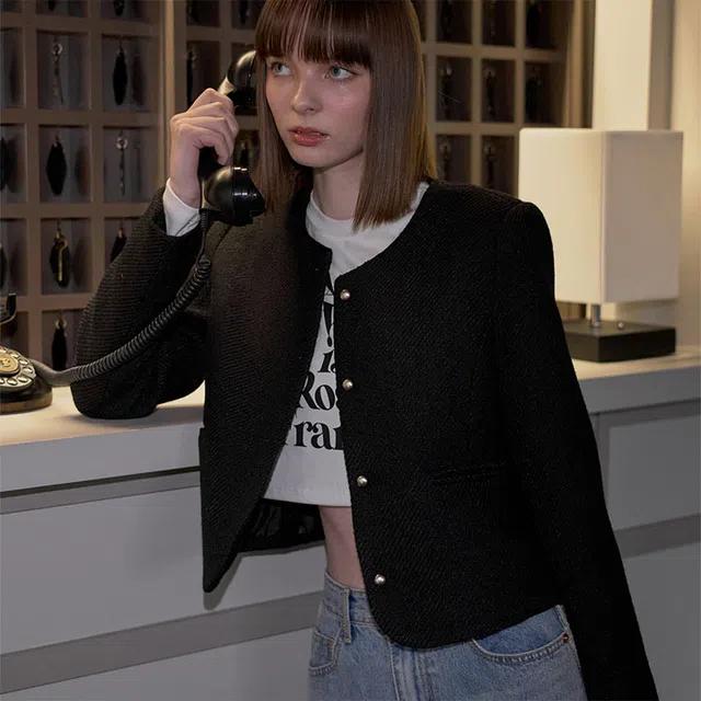 Tweed Wool Jacket [Black]