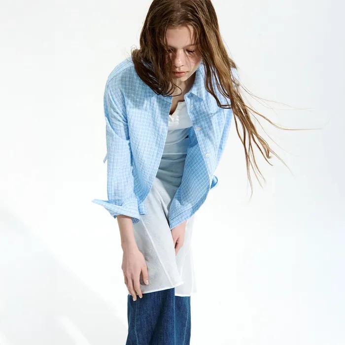 Lc CHECKED REGULAR-FIT SHIRT_SOFT BLUE_LC252SH06B2