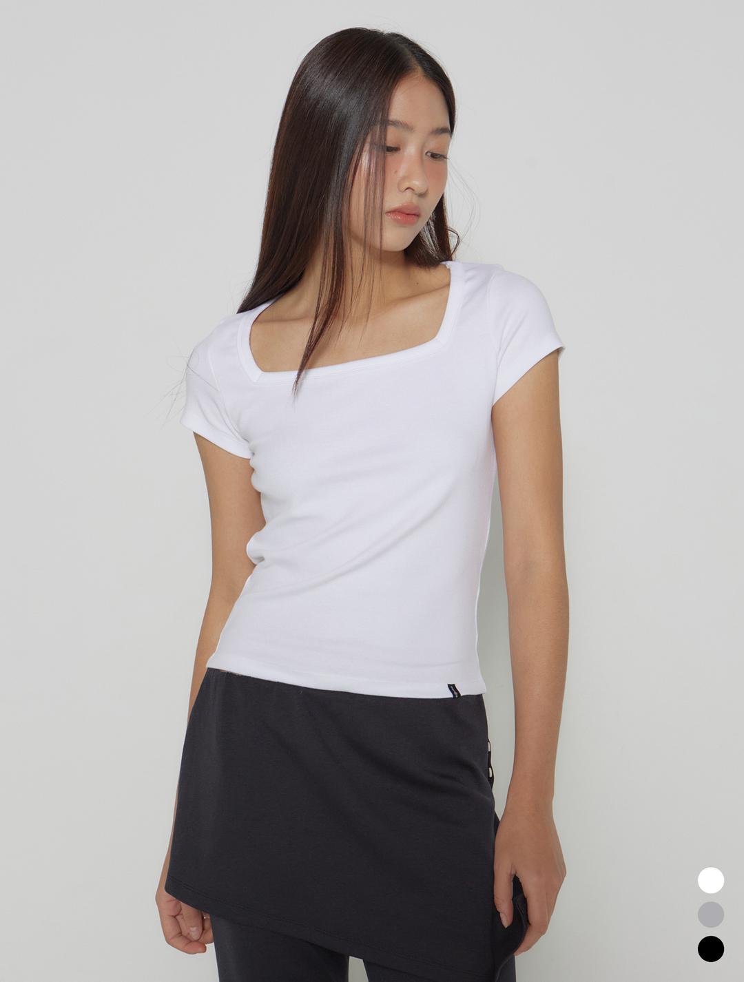 디어스토커 D. BASIC COTTON SQUARE-NECK T - 3 COLOR