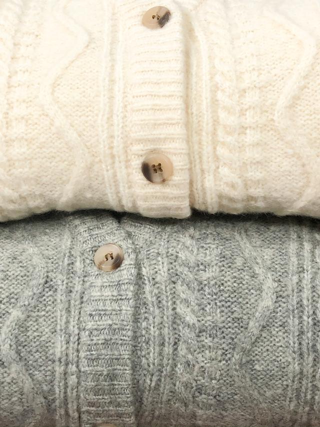 Basic Wool Cardigan in Grey/Beige