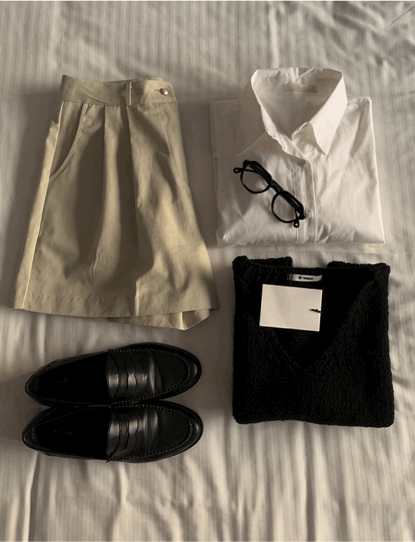 바잇 핀턱 코튼반바지(3color)