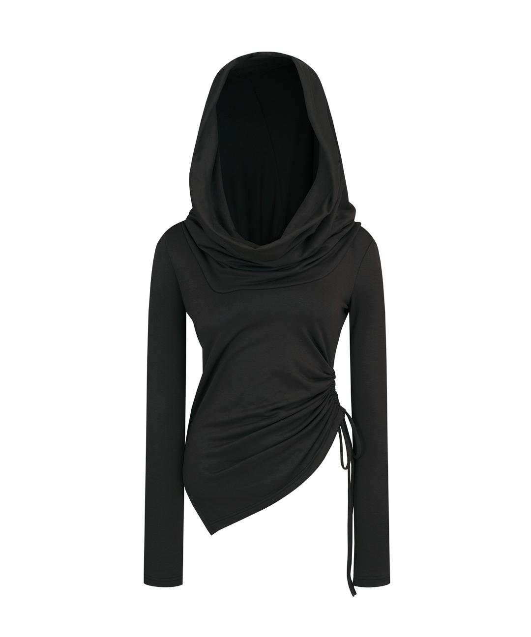 Cowl Hood Long Sleeve Black