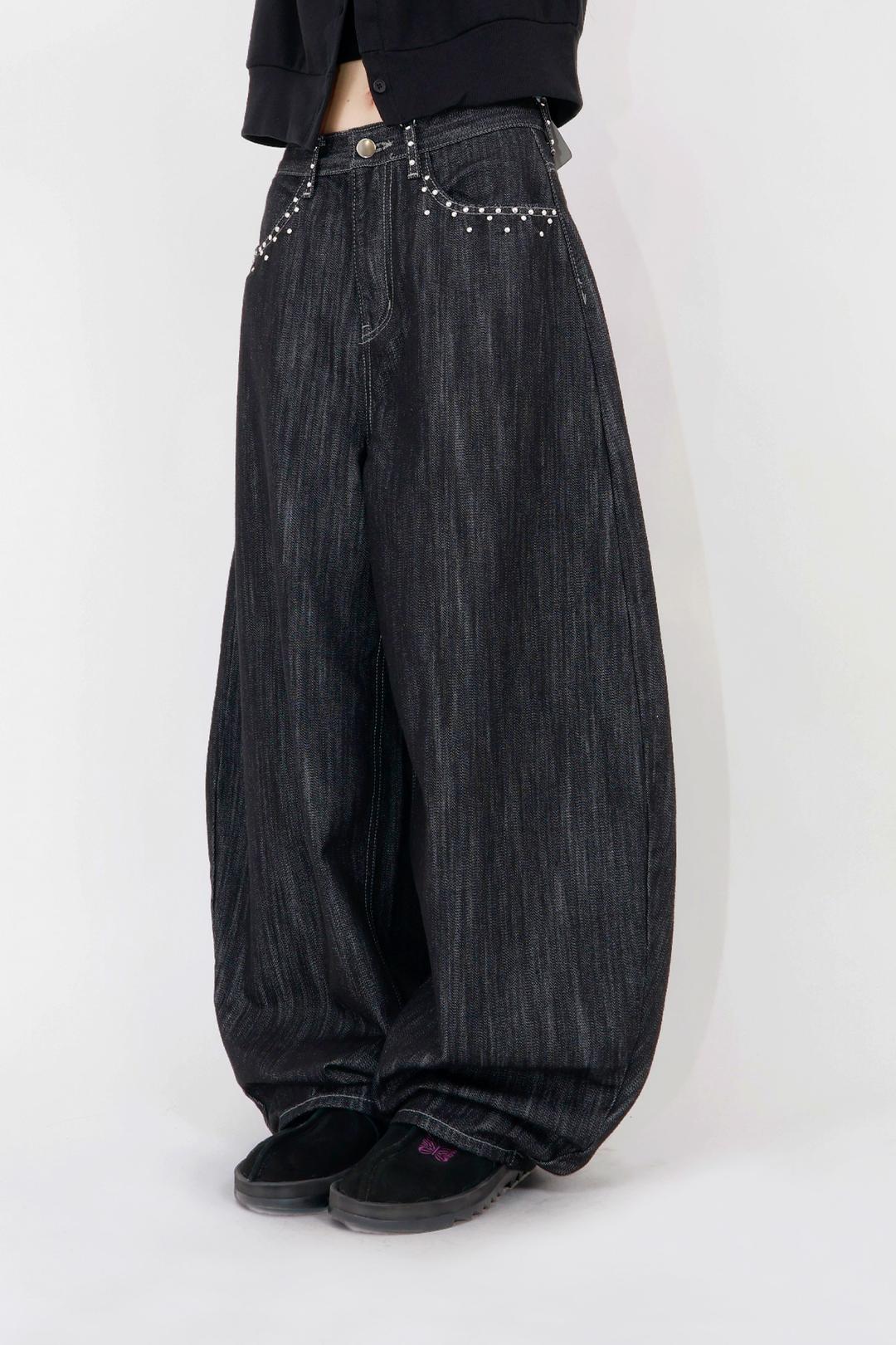 (W) 논페이드 스터드 데님팬츠