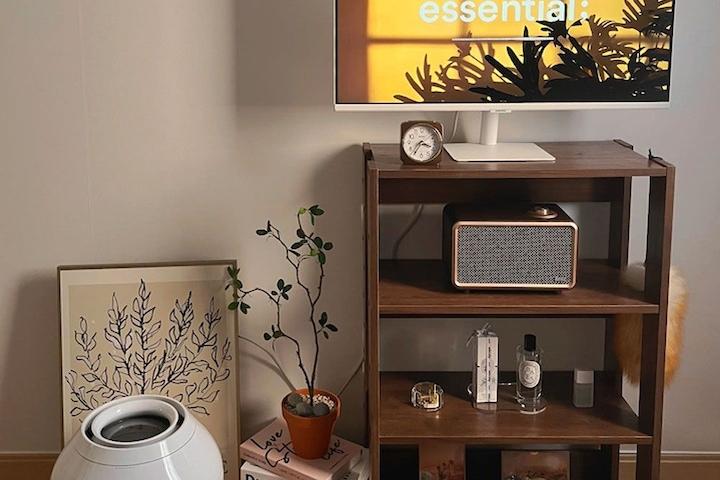 감성 우드 틈새 수납장 홈카페장 틈새 선반 책장 식물 선반 LP장 3col(가로 60cm)