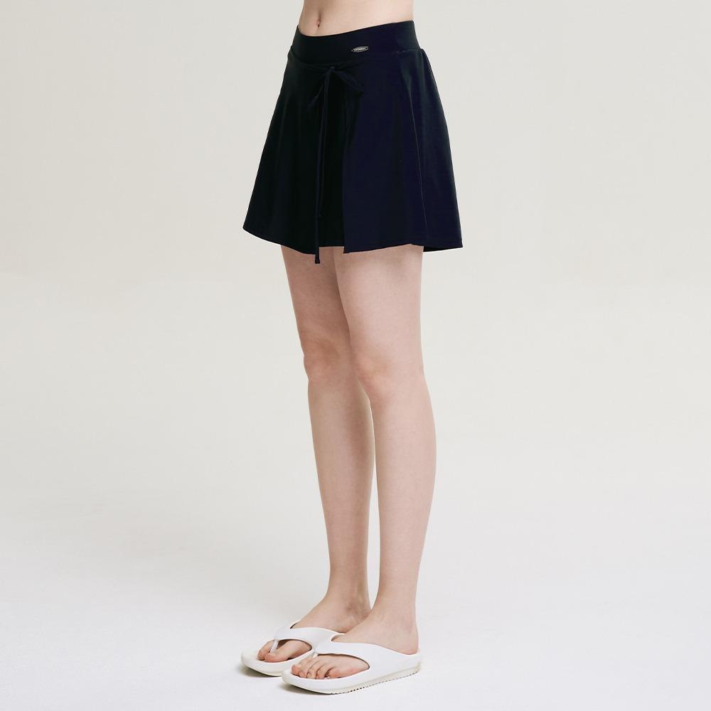 에어스트레치 리본 랩 스커트 쇼츠 블랙