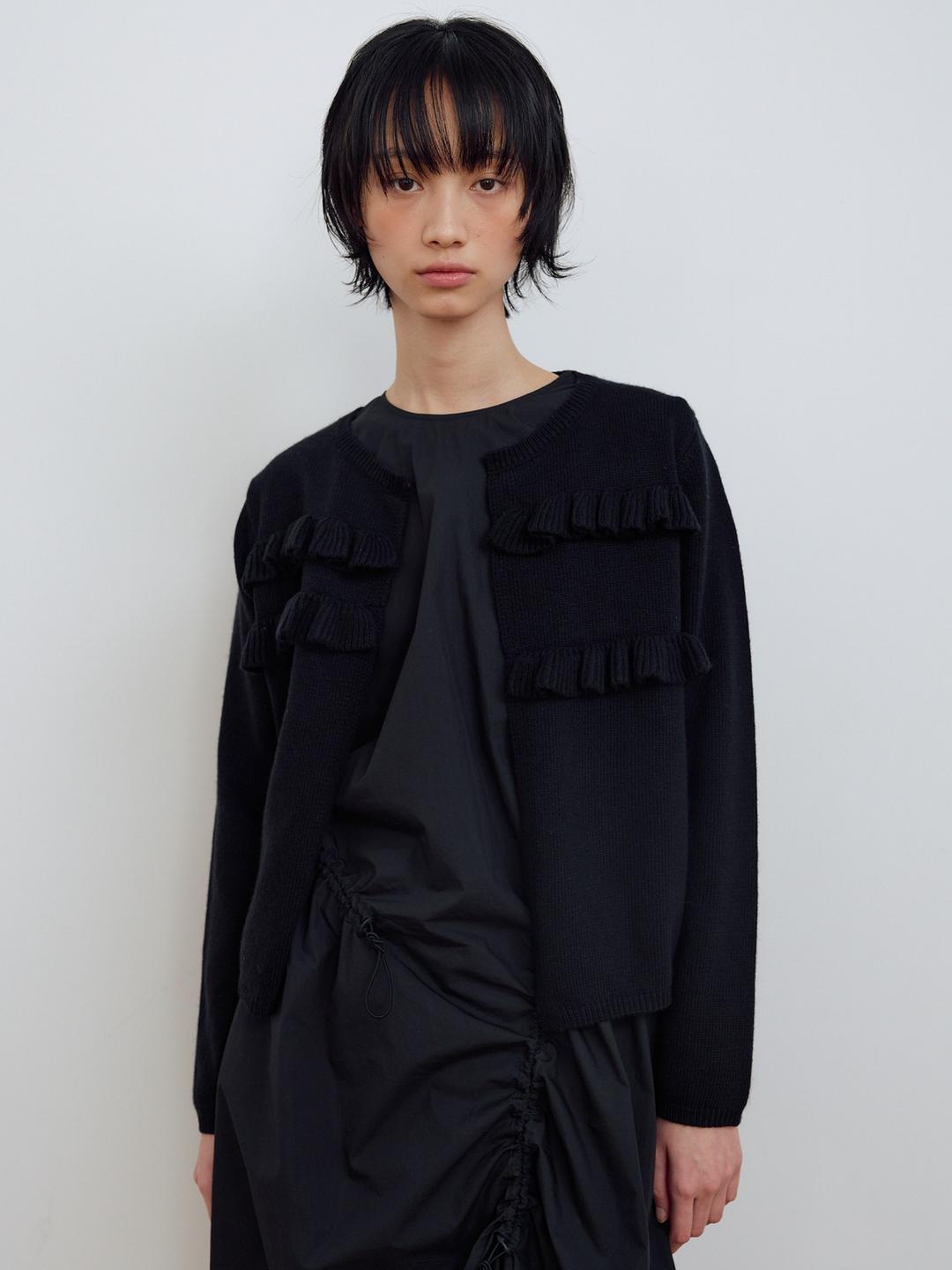 FRILL CARDIGAN_BLACK