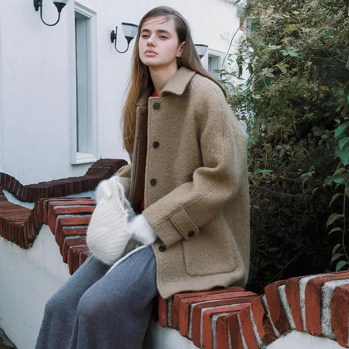 WOOL & ALPACA HALF COAT [BEIGE] / 2COLOR