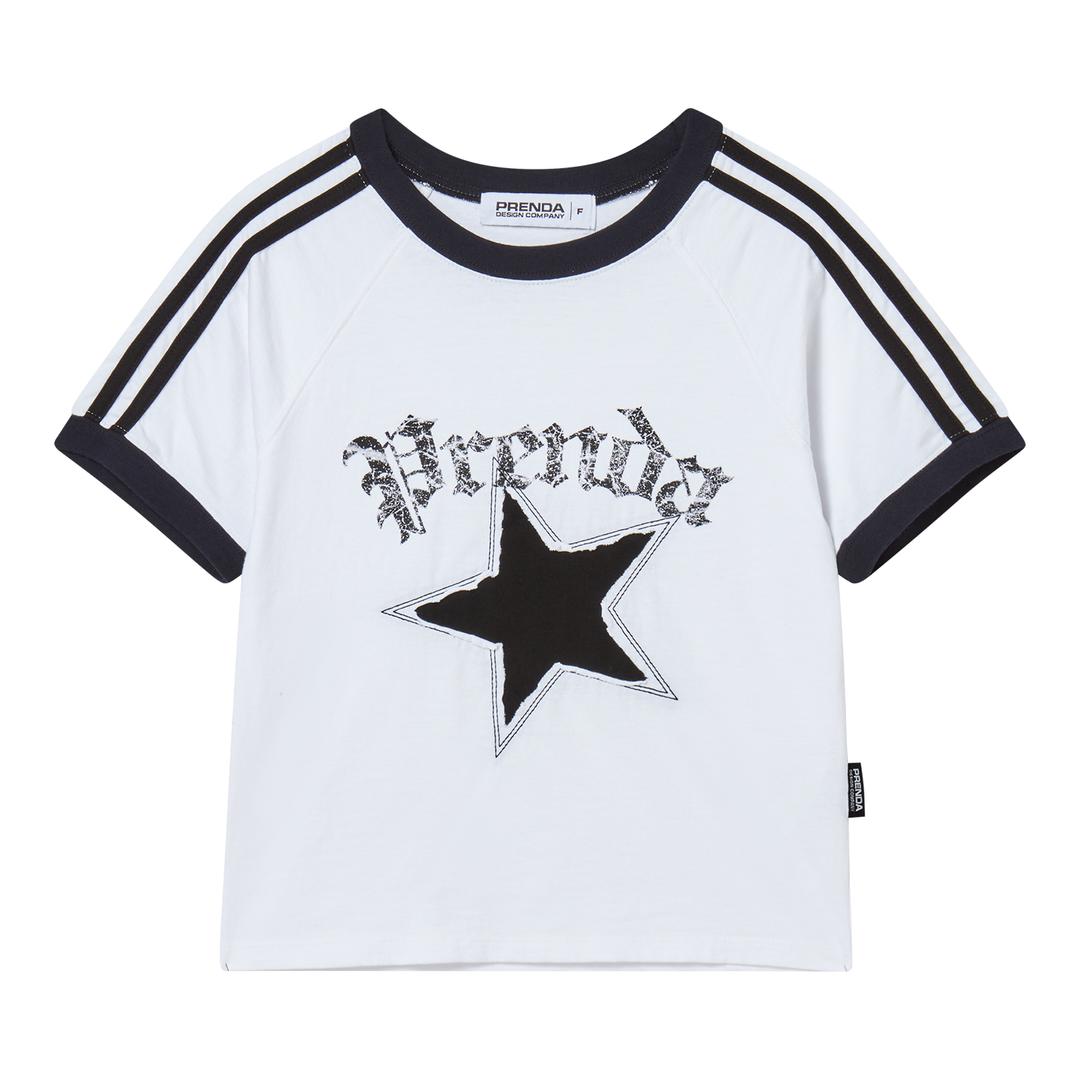 STAR CUT-OFF COLORING RAGLAN TEE WHITE