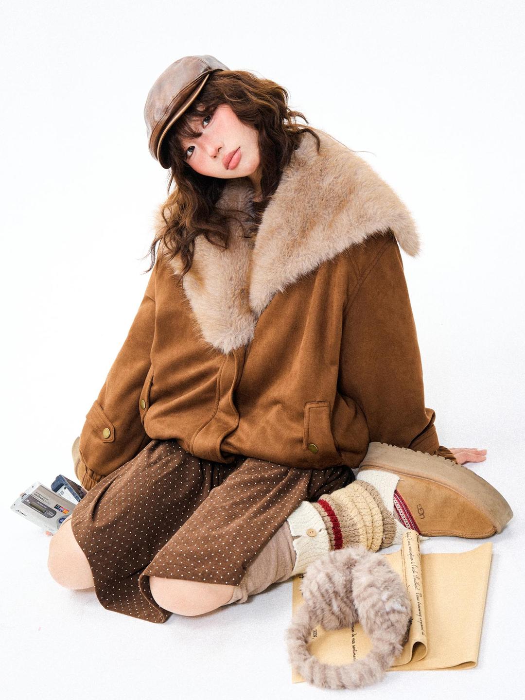 여성 겨울 두꺼운 보온 털 자켓 따뜻한 카라 코트