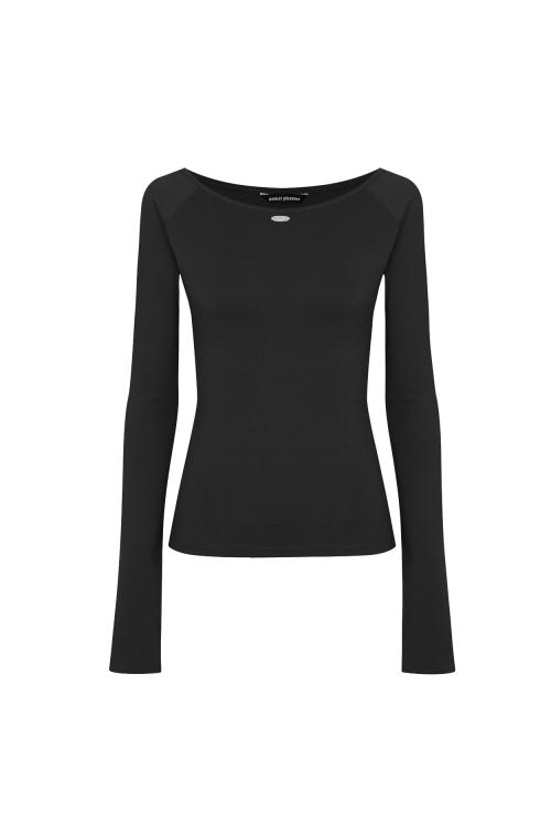 LOWER BOATNECK TOP black