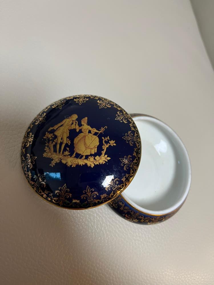 프랑스 앤틱 리모지 코발트블루 보석함 악세서리함