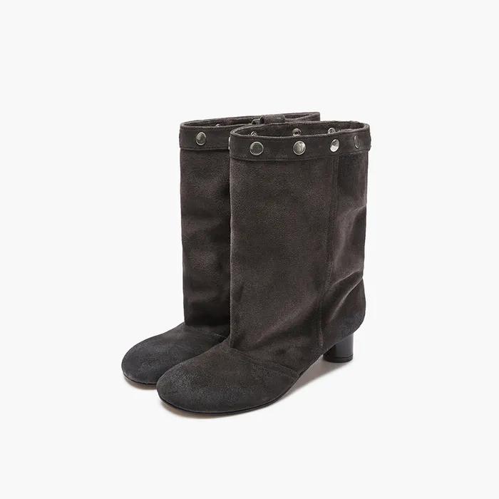 SNAP MIDDLE SUEDE BOOTS_dark brown