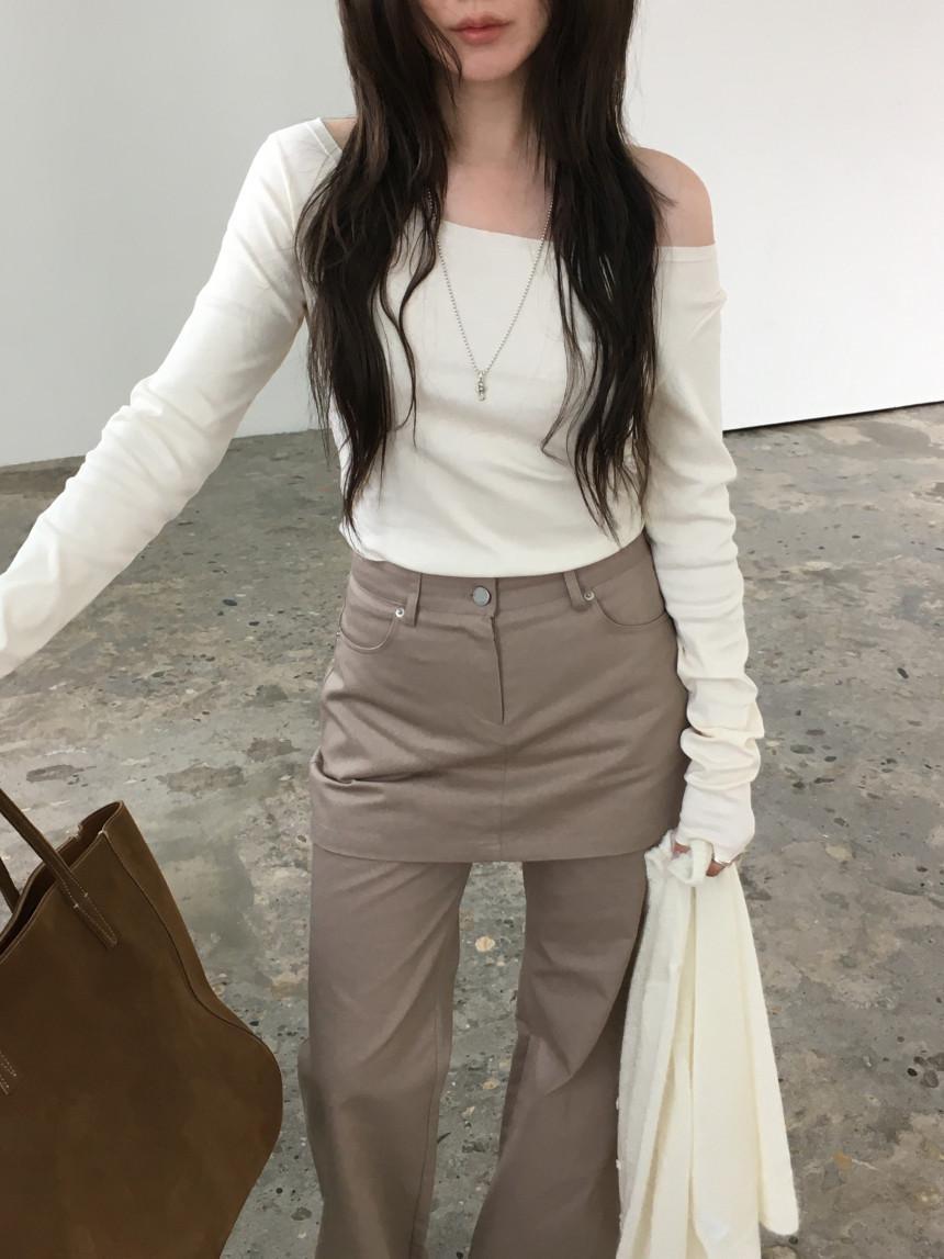 한시오분 누즈nuese 25FW 데이 오프 티셔츠 오프숄더 긴팔 티셔츠