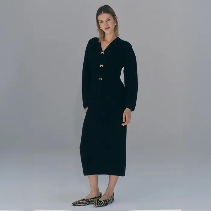 25FW 아워글래스 니트 스커트 블랙