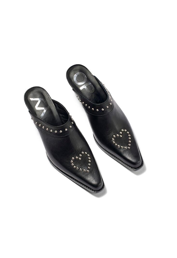 HEART STUD WESTERN MULES, BLACK