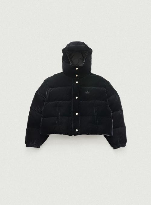 Little Black Velvet Goose Puffer Jacket