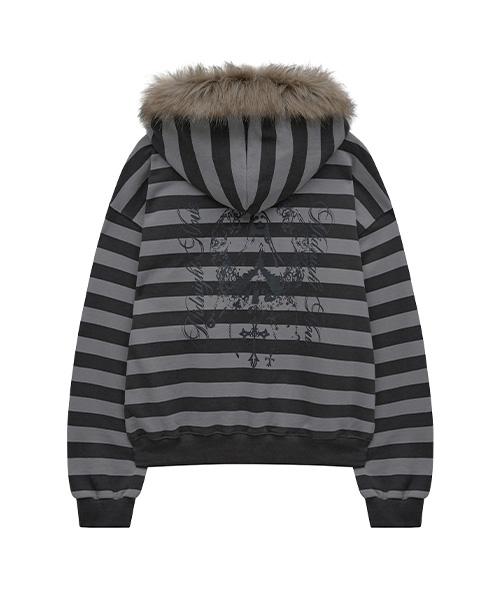 hair hood zip up (stripe)