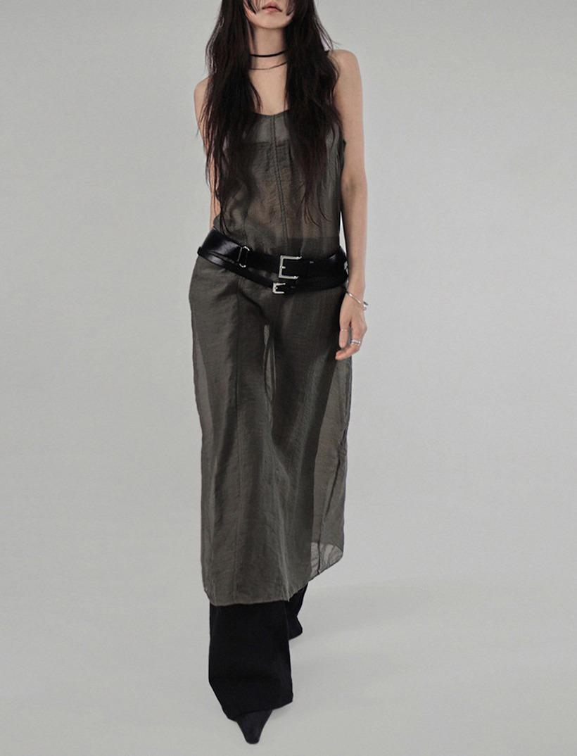 [당일출고] DRESSY STRAP LAYERED SEE-THROUGH BUSTIER LONG DRESS 드레시 스트랩 레이어드 시스루 뷔스티에 롱원피스