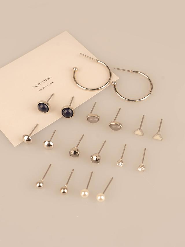 스톤 링 귀걸이 세트(9pcs)