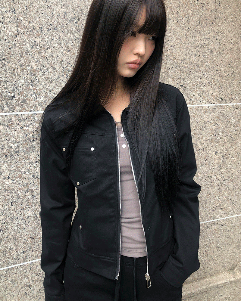 원더원더 [데일리❣️] 레엘 스터드 포인트 코튼 자켓