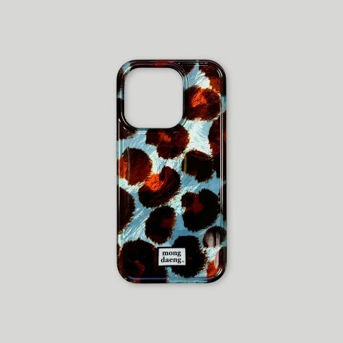Mongdaeng leopard iphone Case Blue,Brown 블루 브라운 레오파드 고급 TPU 케이스