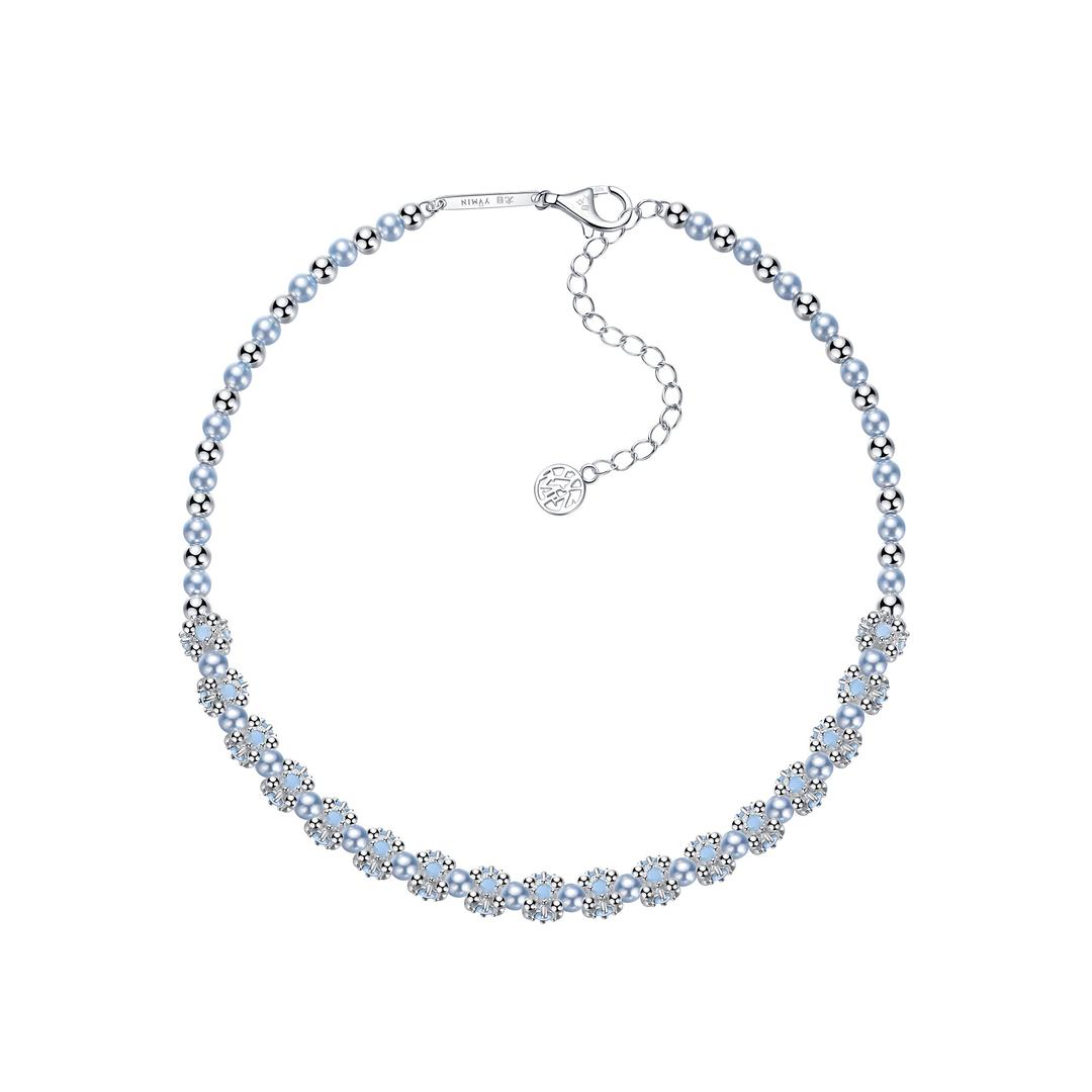 Ripple / Pearl Gemstone Necklace - Blue