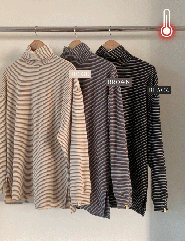 MADE 잔단가라 힙커버 피치기모 트임 오버핏 목폴라 (3color)