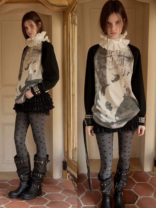 [1JINN STUDIO] Rhinestone Animal Print Raglan Tee