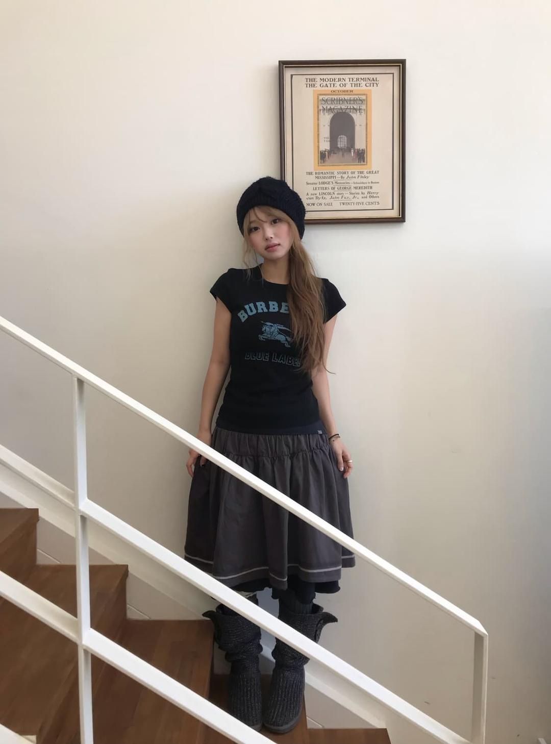 버버리 로고 프린팅 반팔, 블랙 니혼진 숏 코트 세트 | 후루츠패밀리