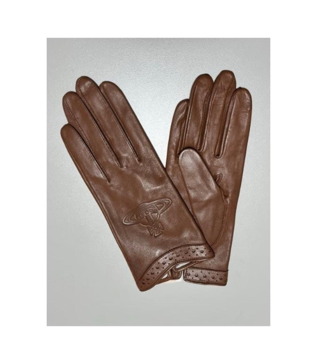 비비안 웨스트우드 빅orb 로고 양가죽 장갑 브라운(새상품) | 후루츠패밀리