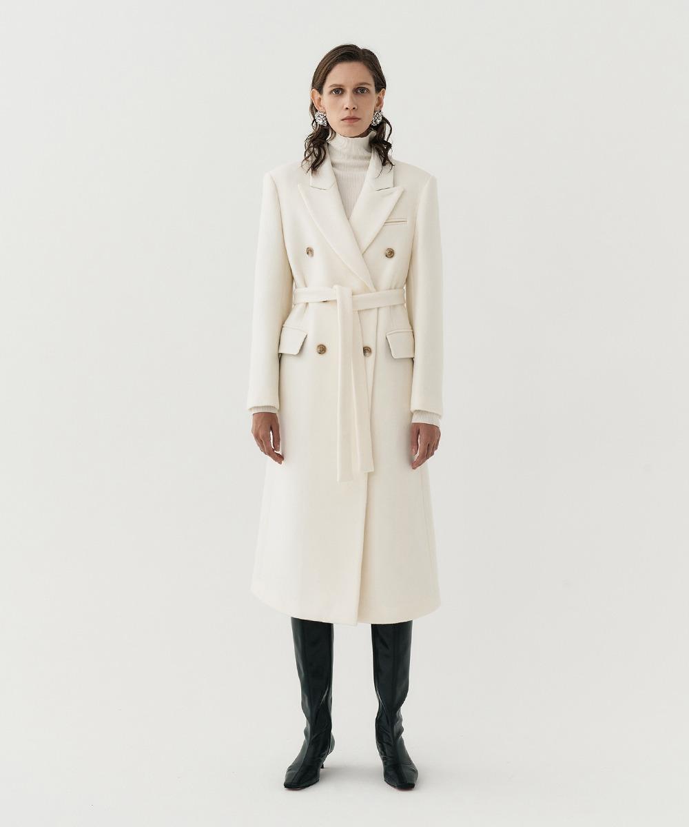 TAILORED OVERSIZED WOOL LONG COAT - CREAM