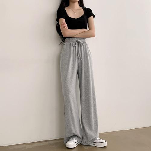 피치모드 [기모추가/4계절팬츠] 찰랑소재~ 케이 하이웨스트 와이드 트레이닝 팬츠