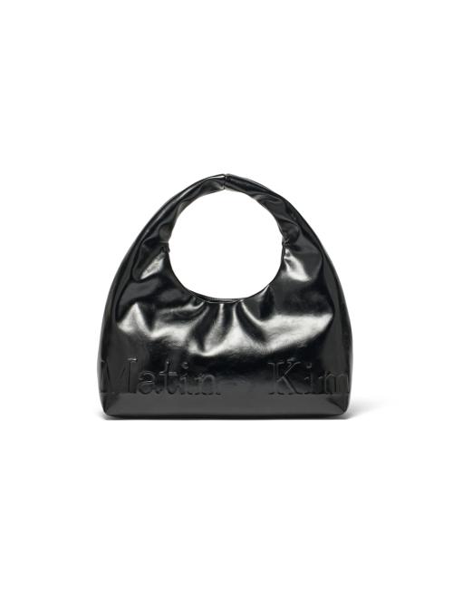 EMBOSSED LOGO LEATHER MINI TOTE BAG IN BLACK