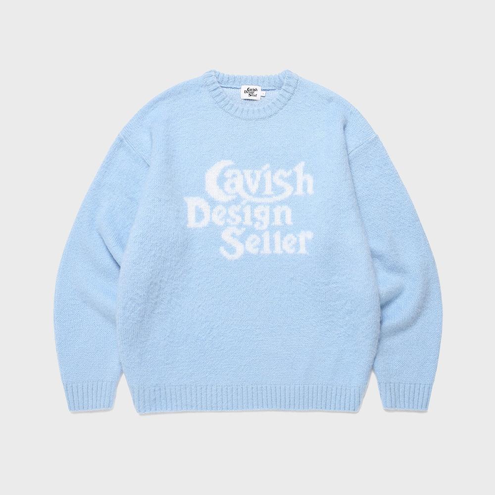 BRUSHED SELLER LOGO KNIT CREWNECK BLUE(CV2DFUK600A)