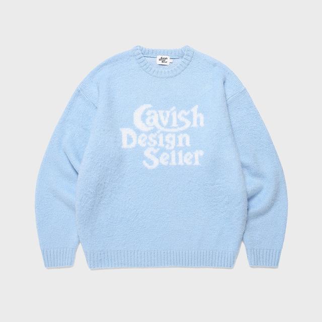 BRUSHED SELLER LOGO KNIT CREWNECK BLUE(CV2DFUK600A)