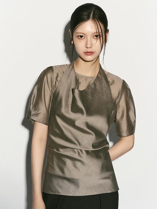 SHEER HALTERNECK LAYERED BLOUSE