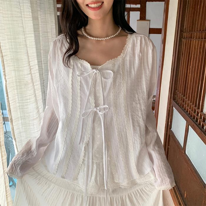 [자체제작] 퓨어 레이스 타이 가디건