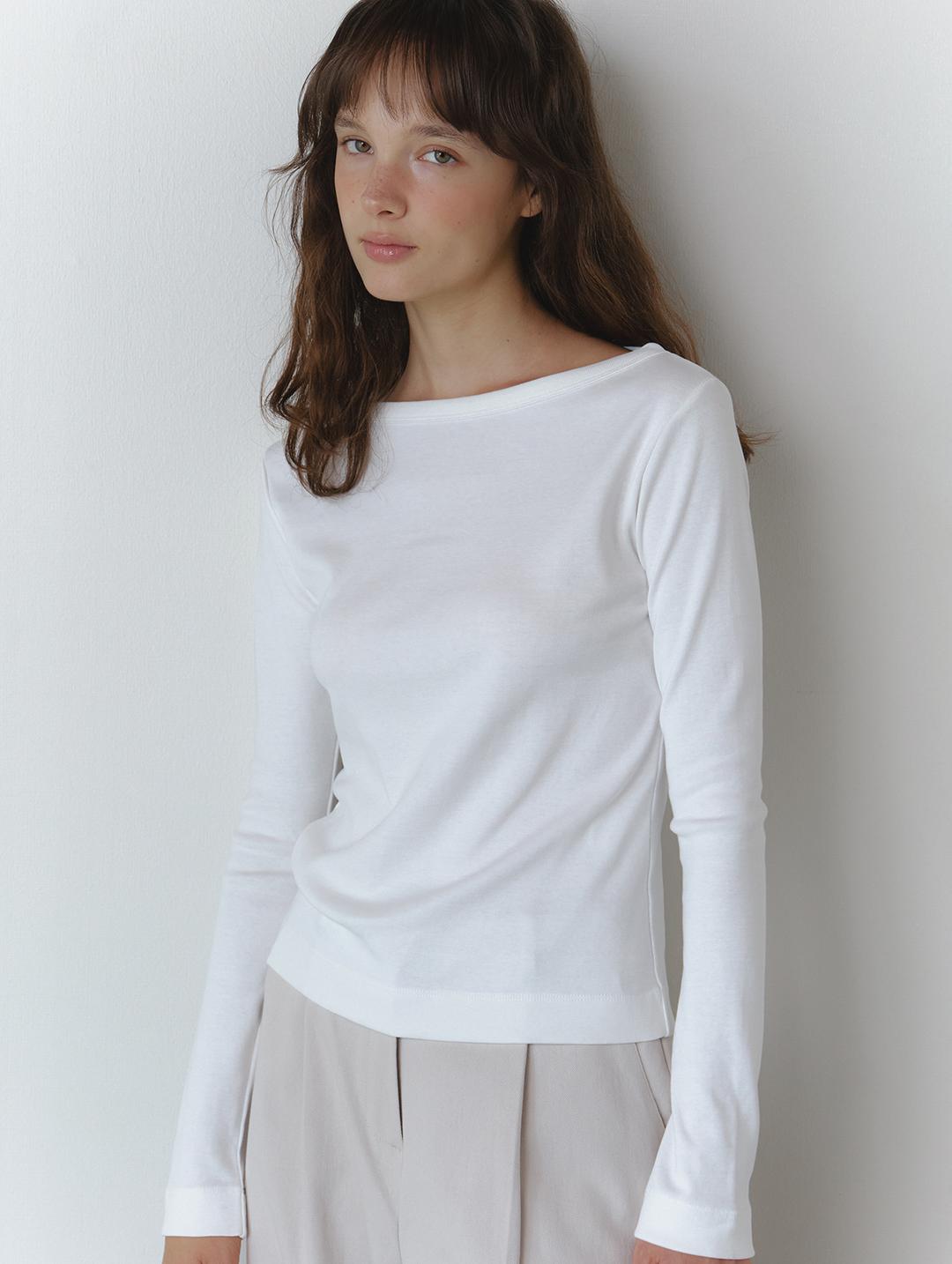 Boat neck comfy t-shirt_ivory