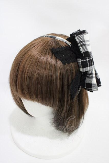 BABY,THE STARS SHINE BRIGHT / タータンチェックリボンカチューシャ  ブラック H-25-10-29-006-BA-AC-NS-ZH